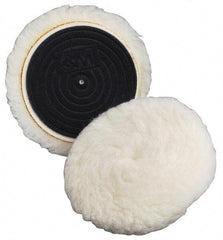 3M - 5-1/4" Diam Wool Bonnet Pad - 15/16" Pile, Hook & Loop Attachment - Exact Industrial Supply