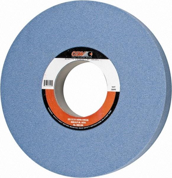 Camel Grinding Wheels - 16" Diam x 5" Hole x 2" Thick, I Hardness, 46 Grit Surface Grinding Wheel - Aluminum Oxide, Type 1, Coarse Grade, 1,671 Max RPM, Vitrified Bond, No Recess - Exact Industrial Supply