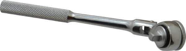 Blackhawk by Proto - 1/4" Drive Round Head Quick-Release Ratchet - Chrome Finish, 6-1/2" OAL, 43 Gear Teeth, Standard Knurled Handle, Flex Head - Exact Industrial Supply