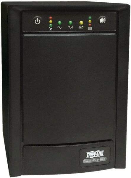 Tripp-Lite - 15 Amp, 750 VA, Tower Mount Line Interactive Backup Uninterruptible Power Supply - Backup 10 min with Full Load & 54-1/2 min with Half Load, 120 VAC Input & Output, 500 Watt Output, 1 Phases, 6 Outlets - Exact Industrial Supply