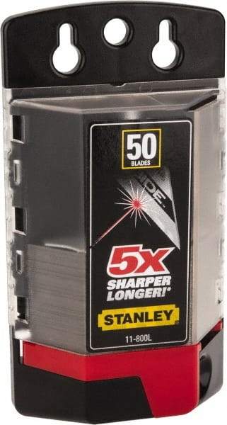 Stanley - 50 Piece Carbide-Tipped Utility Knife Blade - 61mm OAL, 0.022" Blade Thickness - Exact Industrial Supply