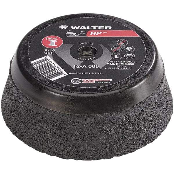WALTER Surface Technologies - 6" Diam, Surface Grinding Wheel - Aluminum Oxide/Silicon Carbide Blend, Type 11, 6,800 Max RPM, Resinoid Bond - Exact Industrial Supply