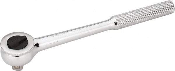Stanley - 1/2" Drive Round Head Ratchet - Chrome Finish, 10" OAL - Exact Industrial Supply