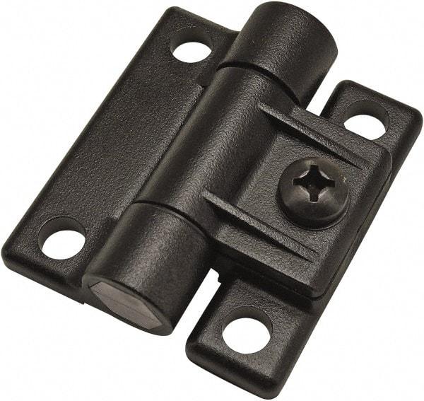 80/20 Inc. - 1-7/16" Long x 1-11/16" Wide x 12.7mm Thick, Adjustable Hinge - Black Acetal, No Finish - Exact Industrial Supply