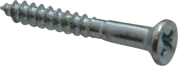 Value Collection - #5, 1" OAL, Phillips Drive, Flat Head Wood Screw - Zinc Plated Steel, Grade 2 - Exact Industrial Supply