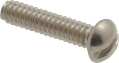 Value Collection - #4-40 UNC, 1/2" Length Under Head Slotted Drive Machine Screw - Round Head, Grade 18-8 Stainless Steel, Uncoated, Without Washer - Exact Industrial Supply