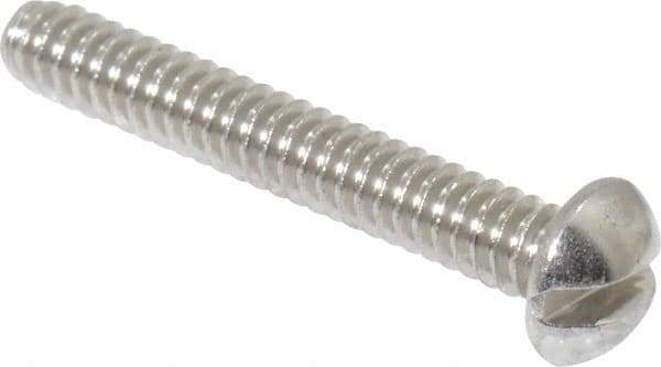Value Collection - #4-40 UNC, 3/4" Length Under Head Slotted Drive Machine Screw - Round Head, Grade 18-8 Stainless Steel, Uncoated, Without Washer - Exact Industrial Supply