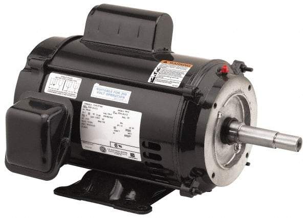 US Motors - 7-1/2 hp, ODP Enclosure, 3,480 RPM, 230 Volt, 60 Hz, Industrial Electric AC/DC Motor - Size 213 Frame, Horizontal-Footed Mount, 1 Speed, Ball Bearings, 30.4 Full Load Amps, F Class Insulation - Exact Industrial Supply
