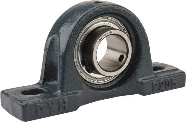 Value Collection - 5-1/2" OALBall Bearing Pillow Block - Cast Iron - Exact Industrial Supply