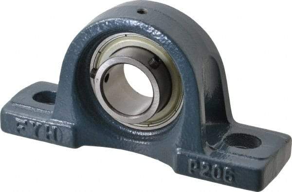 Value Collection - 6-3/16" OALBall Bearing Pillow Block - Cast Iron - Exact Industrial Supply