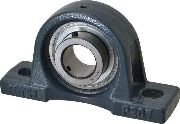 Value Collection - 6-3/4" OALBall Bearing Pillow Block - Cast Iron - Exact Industrial Supply