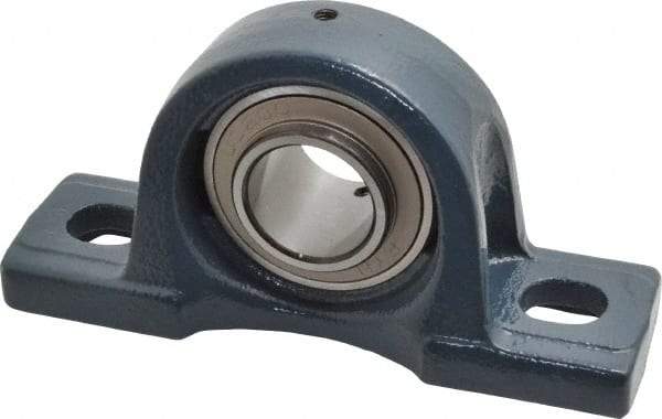 Value Collection - 6-3/16" OALBall Bearing Pillow Block - Cast Iron - Exact Industrial Supply
