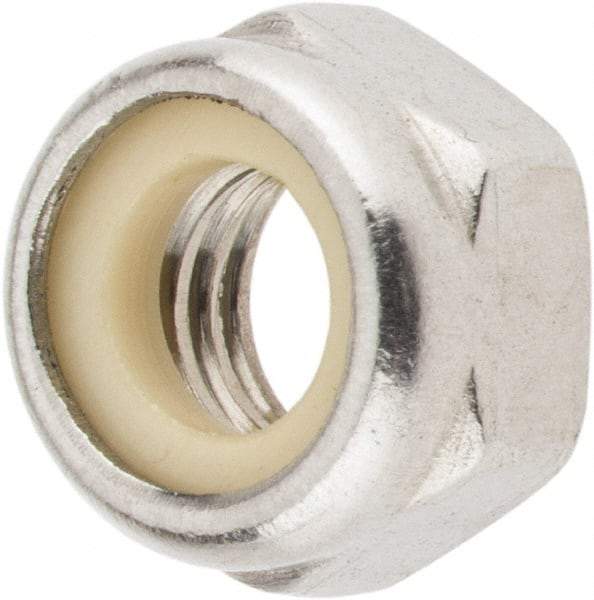Value Collection - M5x0.80 Metric Coarse 18-8 & Austenitic Grade A2 Hex Lock Nut with Nylon Insert - 5mm High, Uncoated - Exact Industrial Supply