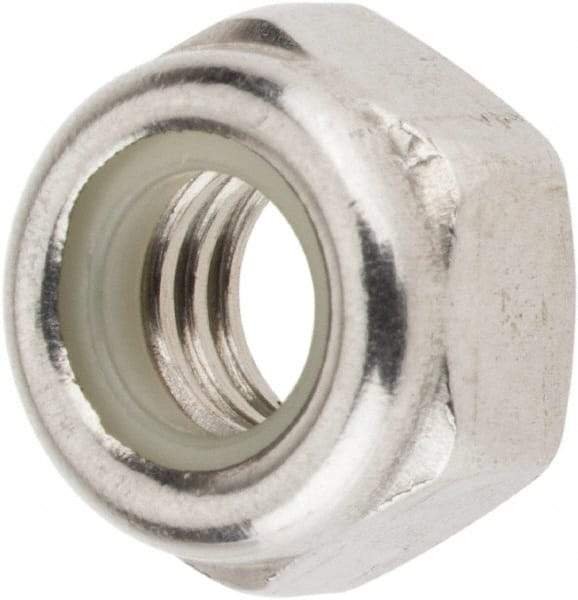 Value Collection - M6x1.00 Metric Coarse 18-8 & Austenitic Grade A2 Hex Lock Nut with Nylon Insert - 6mm High, Uncoated - Exact Industrial Supply