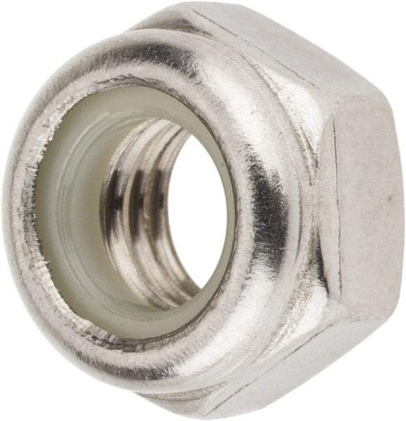 Value Collection - M8x1.25 Metric Coarse 18-8 & Austenitic Grade A2 Hex Lock Nut with Nylon Insert - 8mm High, Uncoated - Exact Industrial Supply