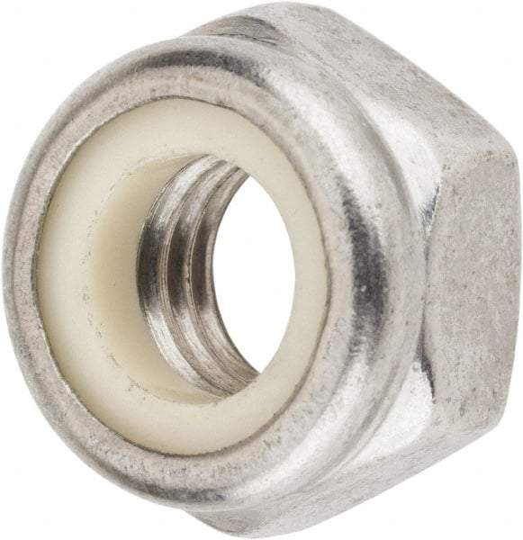 Value Collection - M10x1.50 Metric Coarse 18-8 & Austenitic Grade A2 Hex Lock Nut with Nylon Insert - 10mm High, Uncoated - Exact Industrial Supply