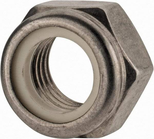 Value Collection - M16x2.00 Metric Coarse 18-8 & Austenitic Grade A2 Hex Lock Nut with Nylon Insert - 16mm High, Uncoated - Exact Industrial Supply