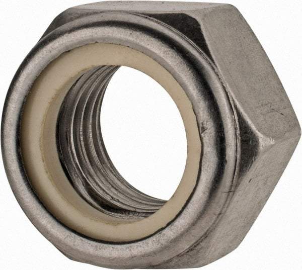 Value Collection - M20x2.50 Metric Coarse 18-8 & Austenitic Grade A2 Hex Lock Nut with Nylon Insert - 20mm High, Uncoated - Exact Industrial Supply