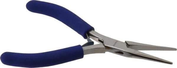 Aven - 5" OAL, 1-7/16" Jaw Length x 23/64" Jaw Width, Long Nose Chain Nose Pliers - Smooth Jaw, Standard Head, ESD Cushion Handles, with Spring - Exact Industrial Supply