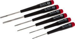 Wiha - 6 Piece Slotted Screwdriver Set - Round Shank, Ergonomic Handle - Exact Industrial Supply