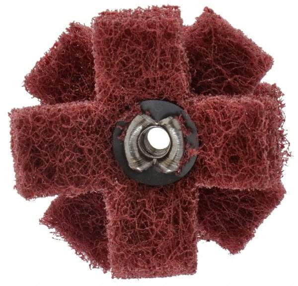 Standard Abrasives - 1-1/2" Diam Medium Density Cross Buff - 3 Plys, 8-32 Thread, Very Fine Grade, 20,000 Max RPM - Exact Industrial Supply
