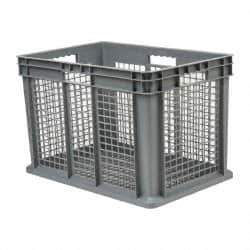 Akro-Mils - 3.55 Cu Ft, 45 Lb Load Capacity Gray Polyethylene Tote Container - Stacking, 23.3" Long x 15.8" Wide x 16.1" High - Exact Industrial Supply