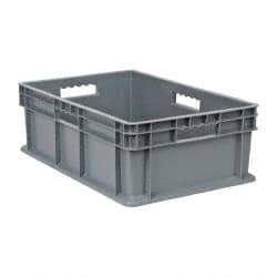 Akro-Mils - 1.78 Cu Ft, 83 Lb Load Capacity Gray Polyethylene Tote Container - Stacking, 23.3" Long x 15.8" Wide x 8.3" High - Exact Industrial Supply
