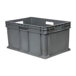 Akro-Mils - 2.67 Cu Ft, 125 Lb Load Capacity Gray Polyethylene Tote Container - Stacking, 23.3" Long x 15.8" Wide x 12.3" High - Exact Industrial Supply