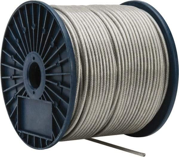 Value Collection - 3/16" x 3/32" Diam, Aircraft Cable - 920 Lb Breaking Strength, 7 x 7 Strand Core, Vinyl Coating - Exact Industrial Supply