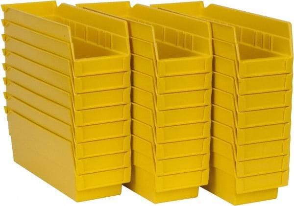 Akro-Mils - 11-5/8" Deep, Yellow Hopper Shelf Bin - 4" High x 4-1/8" Wide x 11-5/8" Long - Exact Industrial Supply