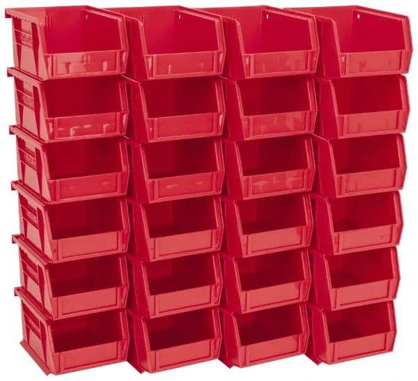 Akro-Mils - 10 Lb. Load Capacity, 5-3/8" Deep, Red Polymer Hopper Stacking Bin - 3" High x 4-1/8" Wide x 5-3/8" Long - Exact Industrial Supply