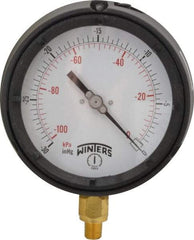 Winters - 4-1/2" Dial, 1/4 Thread, 30-0 Scale Range, Pressure Gauge - Lower Connection Mount, Accurate to 0.5% of Scale - Exact Industrial Supply