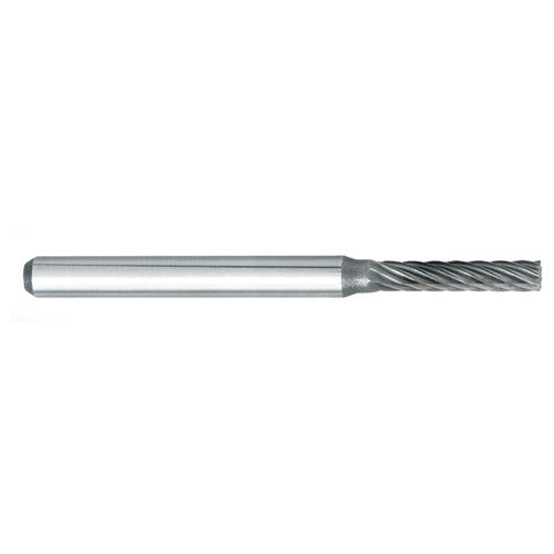 SN-42 -1/8 × 3/16 LOC × 1/8 Shank × 1-1/2 OAL 10 Degree Inverted Angle Carbide Medium Right Hand Spiral Burr - Exact Industrial Supply