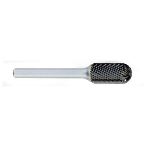 SF-1 -6mm × 16mm LOC × 6mm Shank × 50mm OAL Round Nose Tree Carbide Medium Right Hand Spiral Burr - Exact Industrial Supply