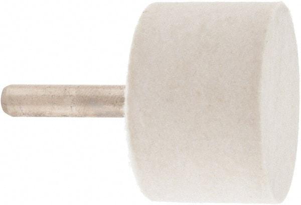 Value Collection - 1-1/2" Diam, 1/4" Shank Diam, Cylinder Shaped Mounted Bob - Hard Density, 1" Head Length, 2" Shank Length, Wool Felt - Exact Industrial Supply