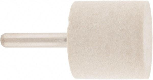 Value Collection - 1-1/4" Diam, 1/4" Shank Diam, Cylinder Shaped Mounted Bob - Rock Hard Density, 1-1/4" Head Length, 2" Shank Length, Wool Felt - Exact Industrial Supply