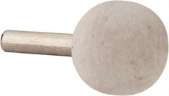 Value Collection - 1" Diam, 1/4" Shank Diam, Ball Shaped Mounted Bob - Hard Density, 1" Head Length, 2" Shank Length, Wool Felt - Exact Industrial Supply