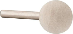 Value Collection - 1" Diam, 1/4" Shank Diam, Ball Shaped Mounted Bob - Medium Density, 1" Head Length, 2" Shank Length, Wool Felt - Exact Industrial Supply