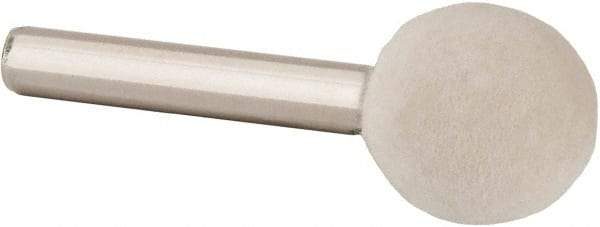Value Collection - 3/4" Diam, 1/4" Shank Diam, Ball Shaped Mounted Bob - Hard Density, 3/4" Head Length, 2" Shank Length, Wool Felt - Exact Industrial Supply