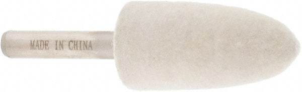 Value Collection - 3/4" Diam, 1/4" Shank Diam, Bullet Shaped Mounted Bob - Rock Hard Density, 1-1/2" Head Length, 2" Shank Length, Wool Felt - Exact Industrial Supply