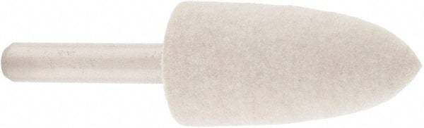 Value Collection - 3/4" Diam, 1/4" Shank Diam, Bullet Shaped Mounted Bob - Hard Density, 1-1/2" Head Length, 2" Shank Length, Wool Felt - Exact Industrial Supply