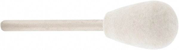 Value Collection - 1/2" Diam, 1/8" Shank Diam, Olive Shaped Mounted Bob - Rock Hard Density, 3/4" Head Length, 2" Shank Length, Wool Felt - Exact Industrial Supply