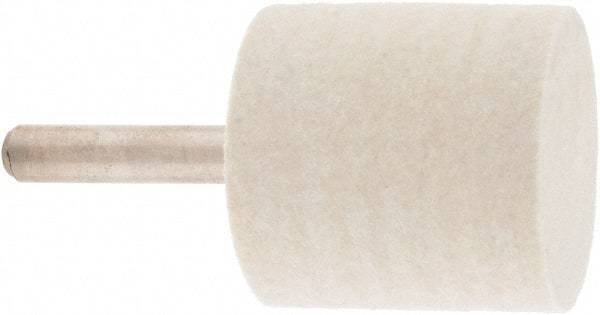 Value Collection - 1-1/4" Diam, 1/4" Shank Diam, Cylinder Shaped Mounted Bob - Hard Density, 1-1/4" Head Length, 2" Shank Length, Wool Felt - Exact Industrial Supply