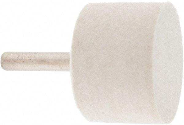 Value Collection - 1-1/2" Diam, 1/4" Shank Diam, Cylinder Shaped Mounted Bob - Rock Hard Density, 1" Head Length, 2" Shank Length, Wool Felt - Exact Industrial Supply