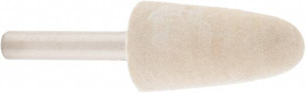 Value Collection - 3/4" Diam, 1/4" Shank Diam, Conical Shaped Mounted Bob - Rock Hard Density, 1-1/2" Head Length, 2" Shank Length, Wool Felt - Exact Industrial Supply