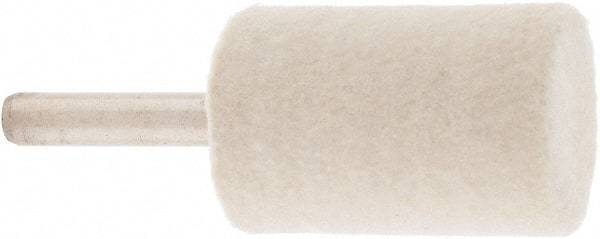 Value Collection - 1" Diam, 1/4" Shank Diam, Cylinder Shaped Mounted Bob - Medium Density, 1-1/2" Head Length, 2" Shank Length, Wool Felt - Exact Industrial Supply