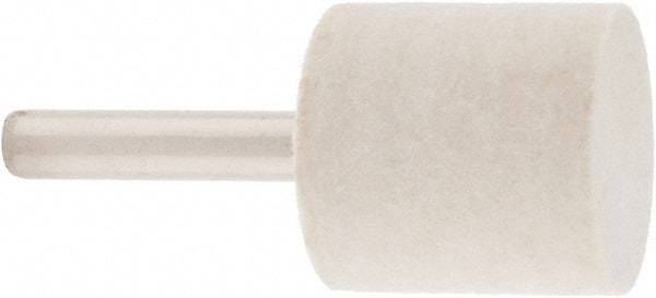 Value Collection - 1" Diam, 1/4" Shank Diam, Cylinder Shaped Mounted Bob - Hard Density, 1" Head Length, 2" Shank Length, Wool Felt - Exact Industrial Supply