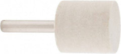 Value Collection - 1" Diam, 1/4" Shank Diam, Cylinder Shaped Mounted Bob - Hard Density, 1" Head Length, 2" Shank Length, Wool Felt - Exact Industrial Supply