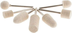 Value Collection - 7 Piece, 1/8" Shank Diam, Wool Felt Bob Set - Medium Density, Includes Ball, Cone, Cylinder, Flame, Olive & Oval Bobs - Exact Industrial Supply