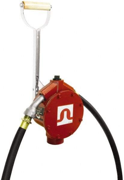 Tuthill - 3/4" Outlet, Cast Aluminum Hand Operated Piston Pump - 25.6 oz per Stroke, 24" OAL, For Gasoline, Diesel Fuel, Lightweight Oil & Kerosene - Exact Industrial Supply